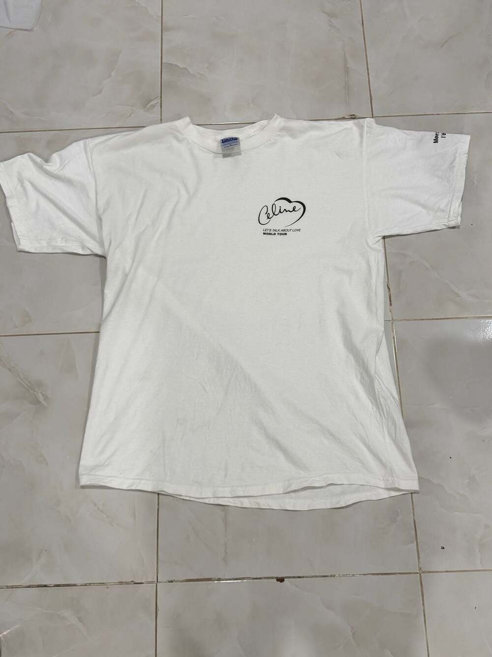 Tultex Celine Let's Talk About Love World Tour White T-Shirt XL